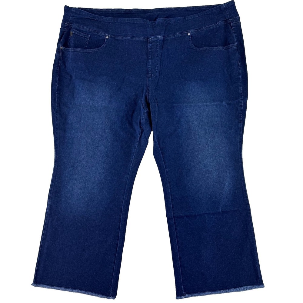 Belle‎ by Kim Gravel TripleLuxe Denim Boot Cut Jeans 32WP Dark Indigo Blue